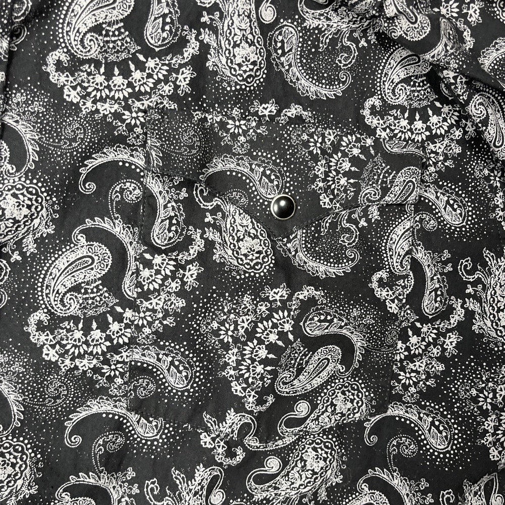 Panhandle Western Pearl Snap Shirt Mens Medium Black Paisley Geometric Cowboy - Picture 5 of 10